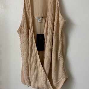Beaded Beige Sleeveless Top